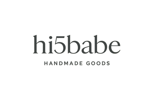 make it a classy modern logo that says hi5babe, handmade goods is in smaller font